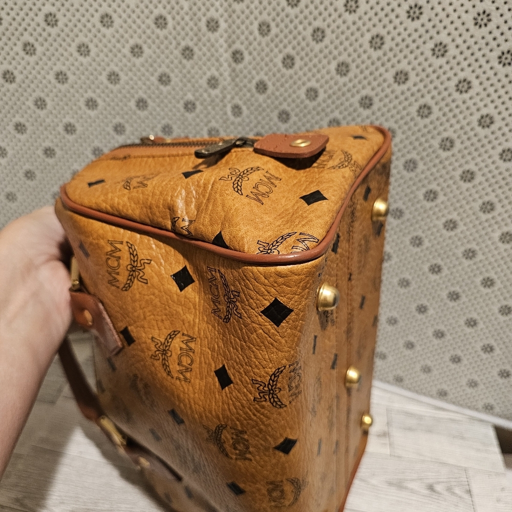 MCM Women's Tan Leather Boston Satchel - Picture 14 of 16